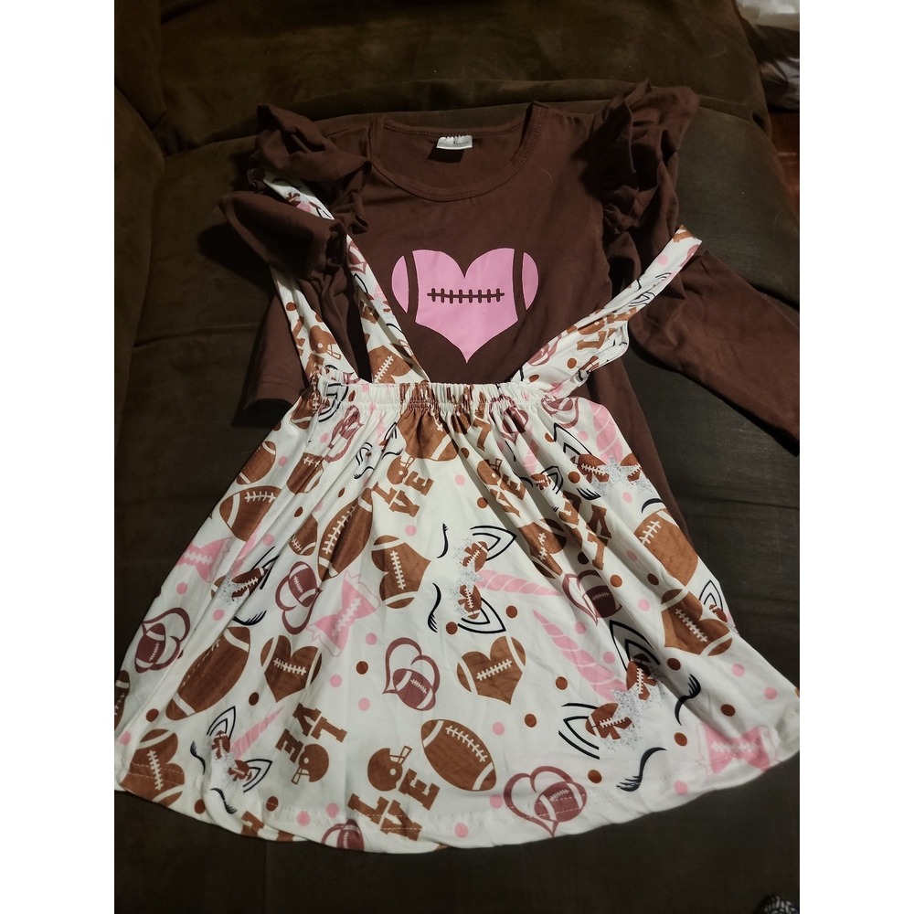 Boutique love football outfit top skirt size L fits like 5 6
